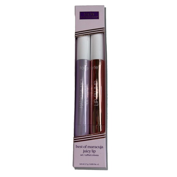 Tarte Maracuja Juicy Lip 2 Piece Set Spiced Pink Rose Quarts Shimmer Glass NEW - Picture 1 of 5
